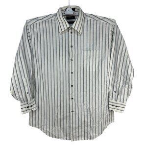 Claiborne Mens Wrinkle Free Striped Dress Shirt X Large Long Sleeve Cotton